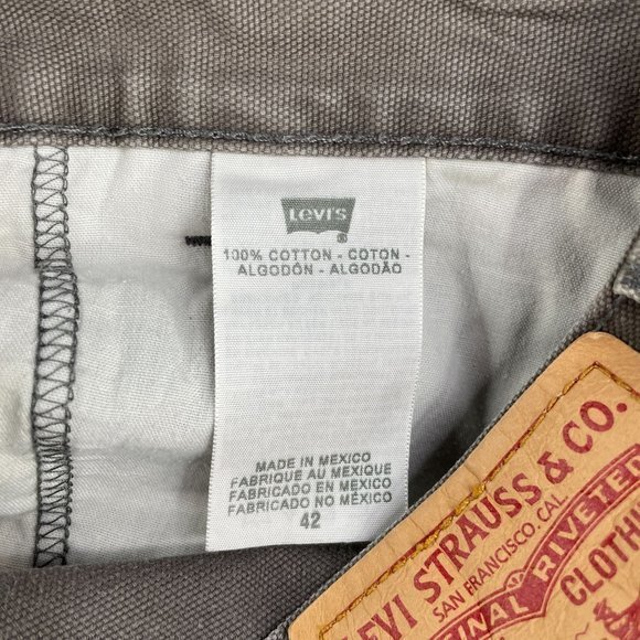 Levi's Gray Canvas Carpenter Shorts Flat Front Mens Size 42  Actual 43‎ - Picture 8 of 9